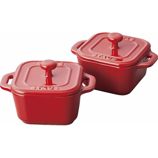 ストウブ スクエアココットペアセット チェリー 662-6534p