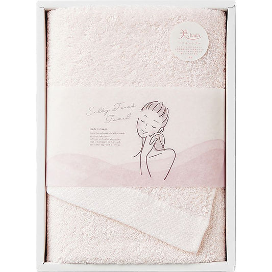 美．hada 弱酸性 潤。ハーフバスタオル ピンク 662-6715p
