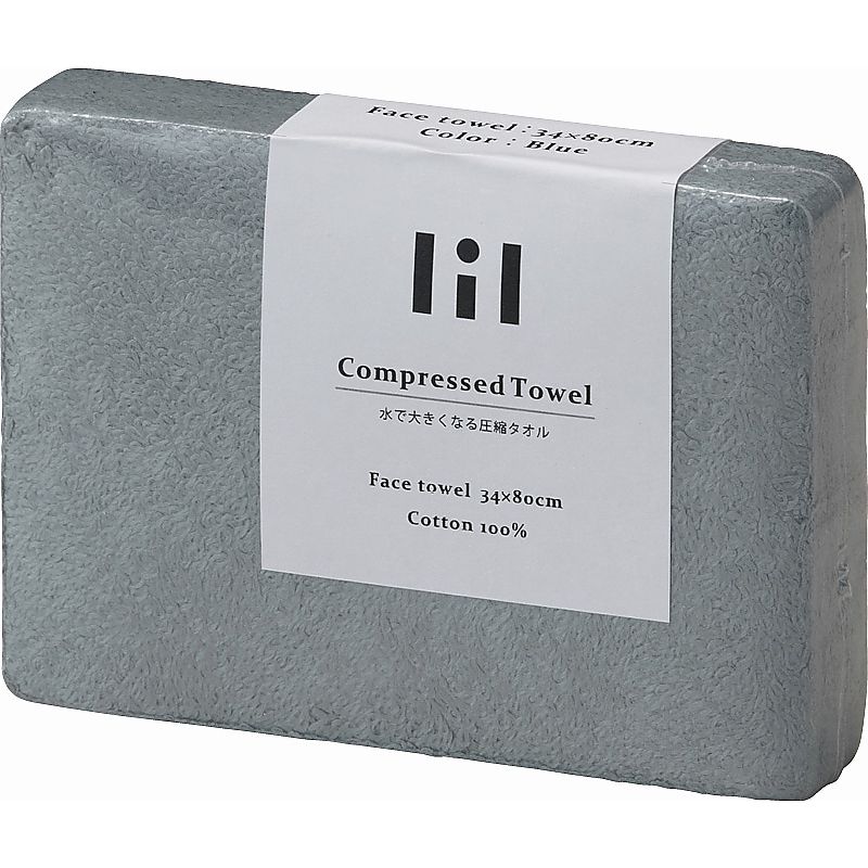 lil（リル） 圧縮フェイスタオル ブルー 662-6727p