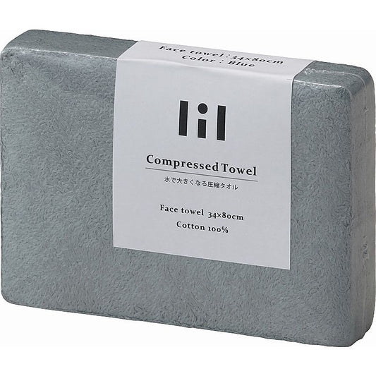 lil（リル） 圧縮フェイスタオル ブルー 662-6727p