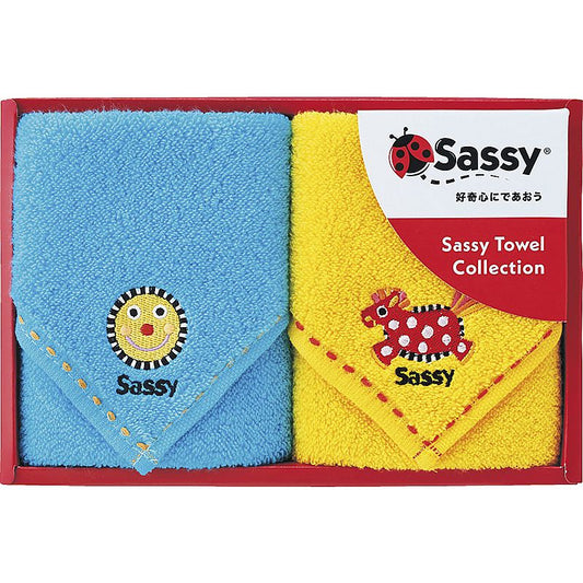 サッシー ミニタオル2P ブルー＆イエロー 662-6770p
