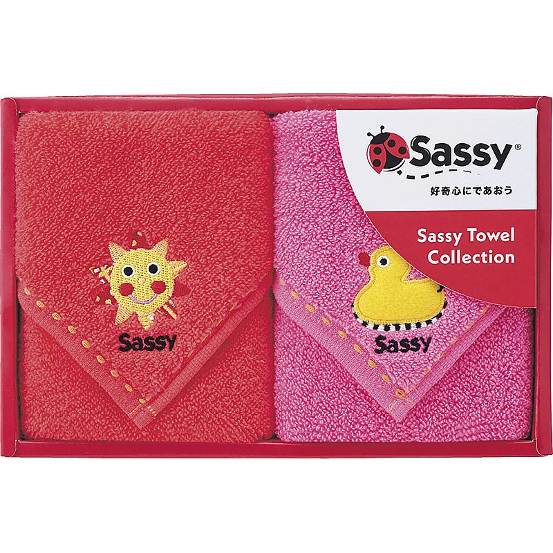 サッシー ミニタオル2P レッド＆ピンク 662-6771p