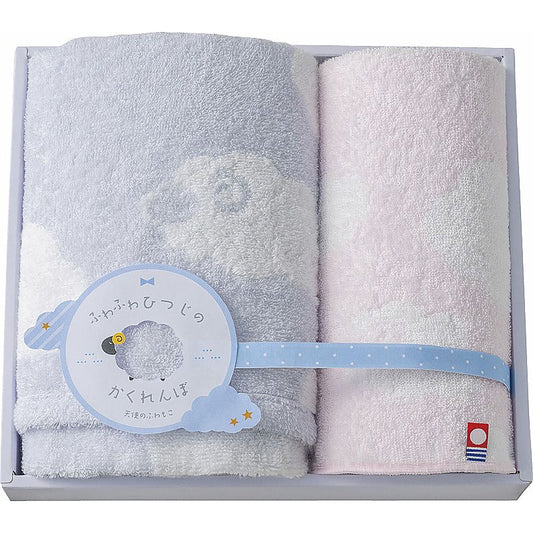 天使のふわもこ ふわふわひつじのかくれんぼ フェイスタオル＆タオルハンカチ 662-6779p