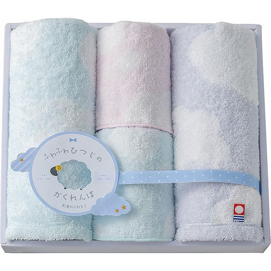 天使のふわもこ ふわふわひつじのかくれんぼ ウォッシュタオル2P＆タオルハンカチ2P 662-6780p