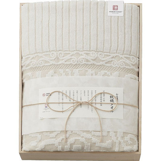 今治謹製 紋織タオル タオルケット(木箱入) ベージュ 662-6847p