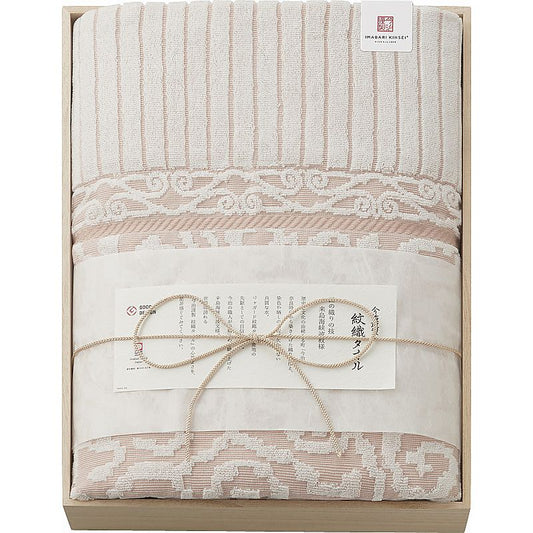 今治謹製 紋織タオル タオルケット(木箱入) ピンク 662-6848p
