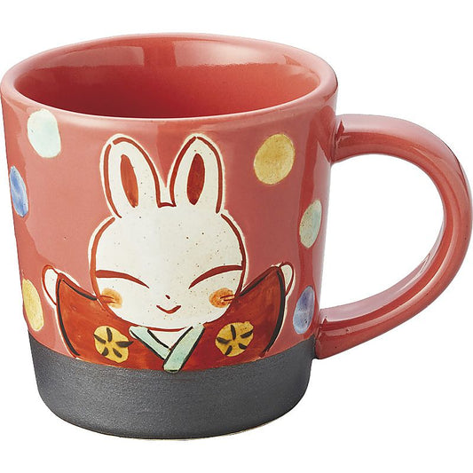 ※納期30日程度 夕立窯 夕立窯のなかまたち マグカップ 桃色うさぎ 662-7006p