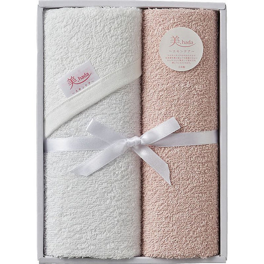 美．hada シルクプロテイン加工フェイスタオル＆ハンドタオル 662-7209p