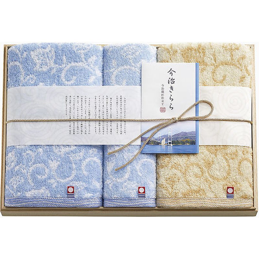 今治きらら 愛媛今治 木箱入りフェイスタオル2P＆ハンドタオル 662-7392p