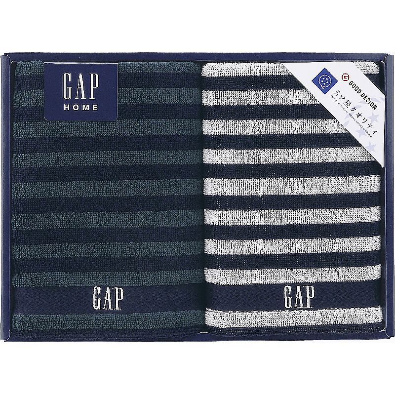 GAP HOME NEW ボーダーギフト フェイスタオル2P 662-7403p