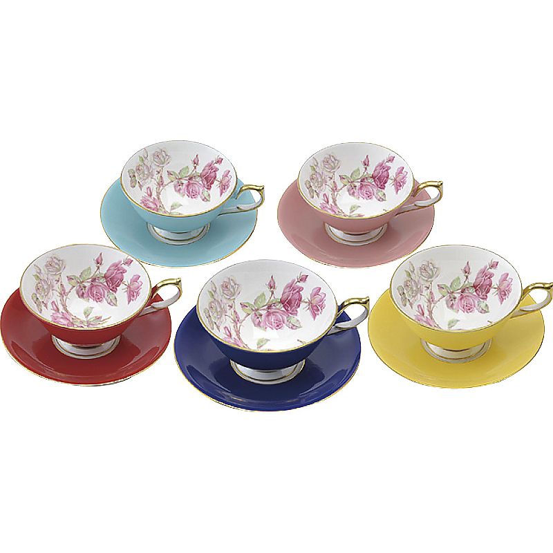 エインズレイ エリザベスローズ 色変わり5客ティーセット 662-7671p