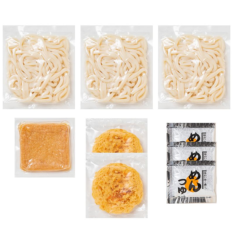 さぬき 讃岐ゆでうどん きつね・天ぷら 3食セット 産地直送 お取り寄せグルメ 702-1591p