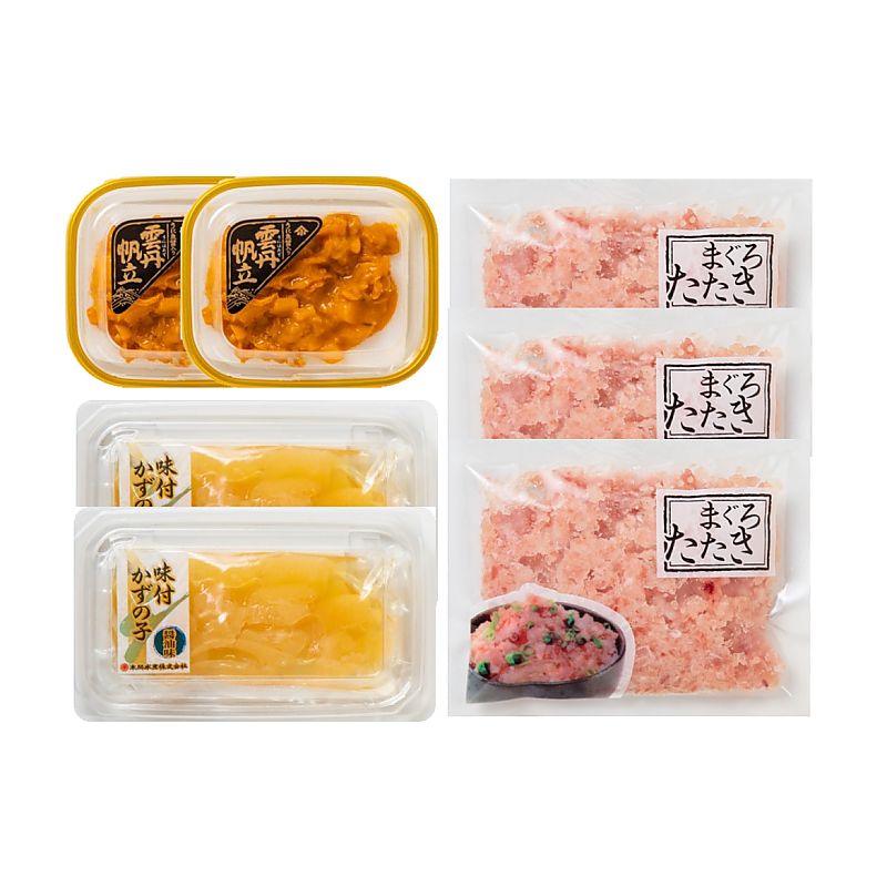 うに ほたて 醤油入・数の子・まぐろたたき 詰合せ 産地直送 お取り寄せグルメ 702-1602p