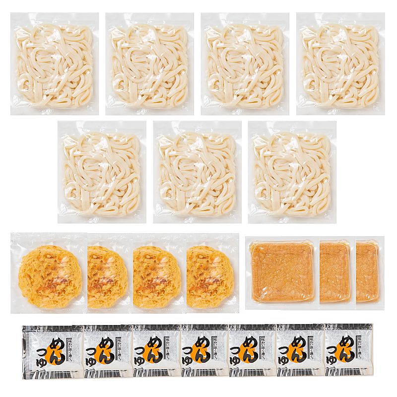 香川県 讃岐ゆでうどんきつね・天ぷら 7食セット 産地直送 お取り寄せグルメ 702-1744p